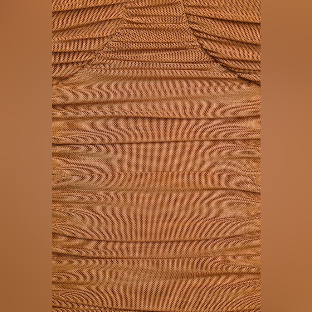 Lulus Upper Echelon Brown Ruched Short Sleeve Top, Size Medium - Picture 5 of 11